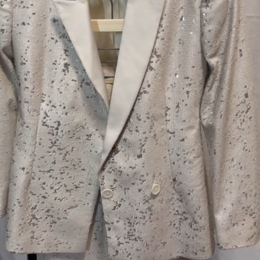 asos  White/cream/silver  Sequin Blazer and Pants Set - Picture 4 of 9